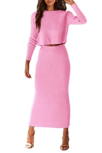 PRETTYGARDEN Women's Rib Knit 2-Piece Spring Fall Sweater Set Winter Casual Outfits