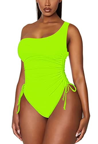 Viottiset Women's One Shoulder Ruched Swimsuit with Tummy Control
