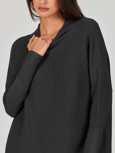ANRABESS Women's Oversized Casual Long Sleeve Turtleneck Knit Tunic Sweaters 2024 Fall