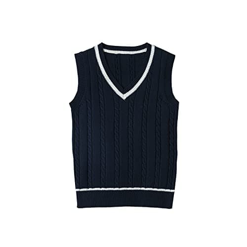 Blestirno Women's V-Neck Solid Color Sleeveless Sweater Vest