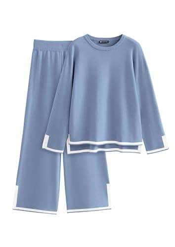 PRETTYGARDEN Women's Long Sleeve Knit Sweater Set & Wide Leg Pants Outfit