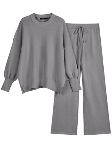 LILLUSORY Women's Oversized Knit Sweatsuit with Wide Leg Pants