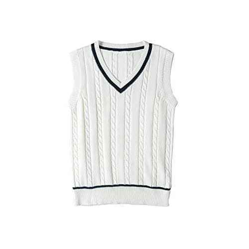 Blestirno Women's V-Neck Solid Color Sleeveless Sweater Vest