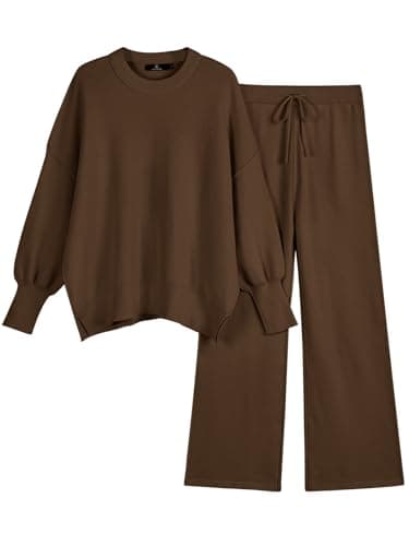LILLUSORY Women's Oversized Knit Sweatsuit with Wide Leg Pants