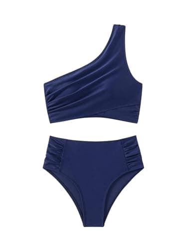 Sweatyrocks Women's One Shoulder Ruched Bikini Set