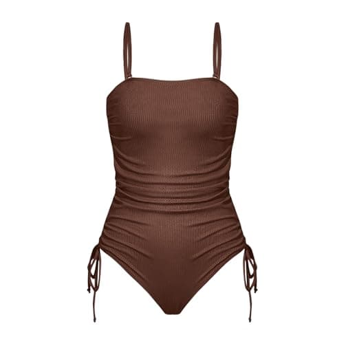 2024 Women's Ruched High Cut Tummy Control Swimsuit Adjustable Tie Side Padded Monokiní