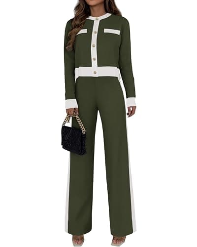 PRETTYGARDEN Women's Long Sleeve Cardigan & Wide Leg Pant Sets
