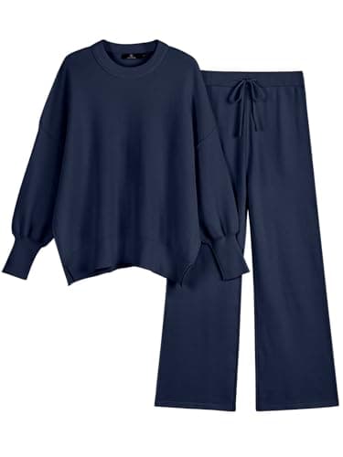LILLUSORY Women's Oversized Knit Sweatsuit with Wide Leg Pants