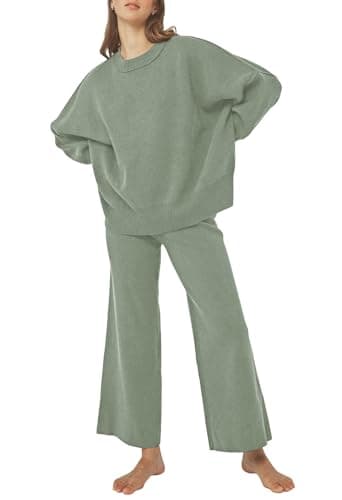 Linsery Women's 2-Piece Long Sleeve Sweater Set with Wide Leg Pants
