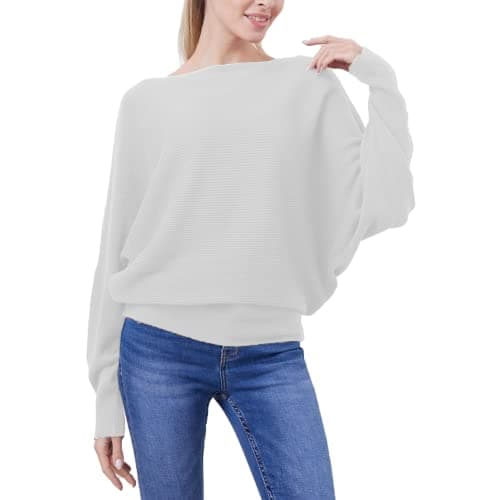 FULIER Women Oversized Batwing Sleeve Knitted Sweater Top
