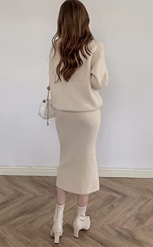 ChouYatu Women's Knit Sweater & Bodycon Skirt Outfit Sets