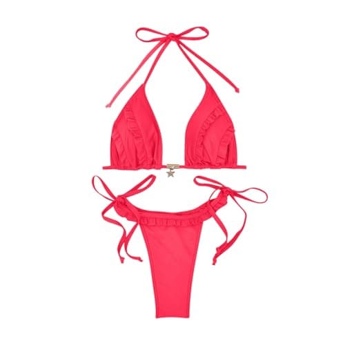 Cethrio Women's Plus Size Color Block Triangle Bikini Sets