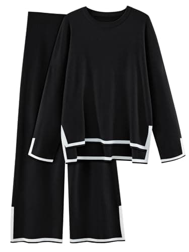 LILLUSORY Women's Fall 2 Piece Lounge Outfits Sweatsuit Wide Leg Pants