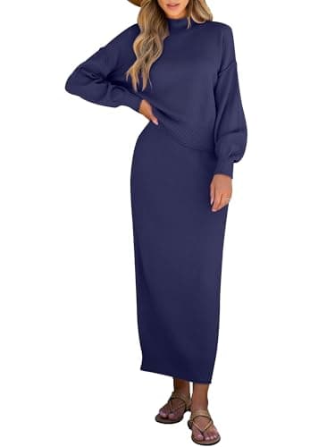 Caracilia Women's Long Sleeve Sweater Skirt Set Fall Outfit
