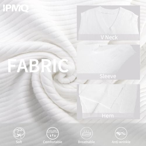 IPMQ Women's V-Neck Ribbed Knit Sweater Vest Casual Summer Top
