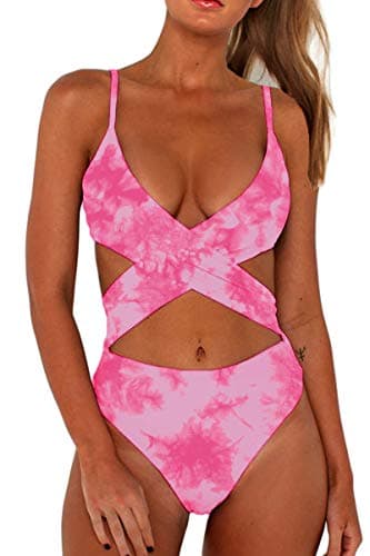 CHYRII Women's High-Waisted Cut-Out One-Piece Monokini Swimsuit
