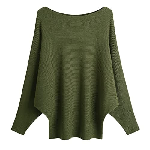 GABERLY Women's Boat Neck Batwing Dolman Knit Sweaters & Pullovers