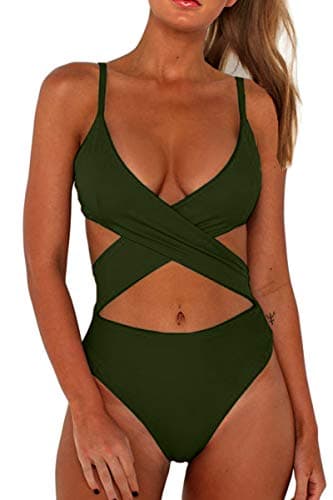 CHYRII Women's High-Waisted Cut-Out One-Piece Monokini Swimsuit