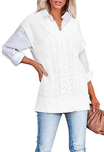 Viottiset Women's Oversized V-Neck Knit Sweater Vest