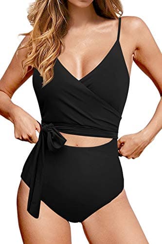 Upopby Women's Sexy Cut Out V Neck High Waisted One Piece Swimsuit