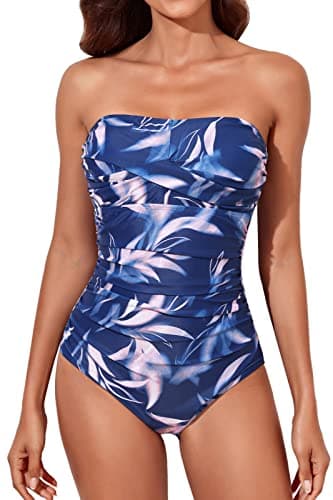 Smismivo Women's Strapless Tummy Control One-Piece Swimsuit