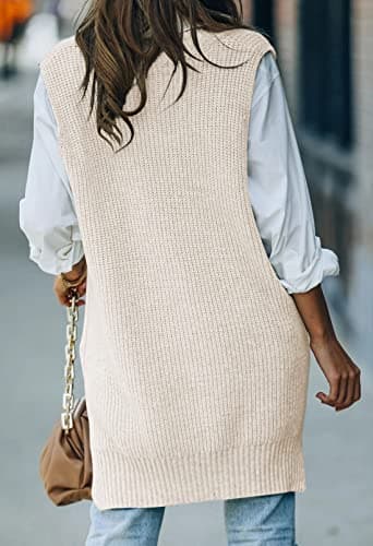 Viottiset Women's Oversized V-Neck Knit Sweater Vest