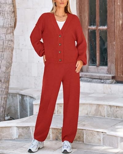 BTFBM Women Fall Knit Sweater & Cardigan Matching Lounge Set