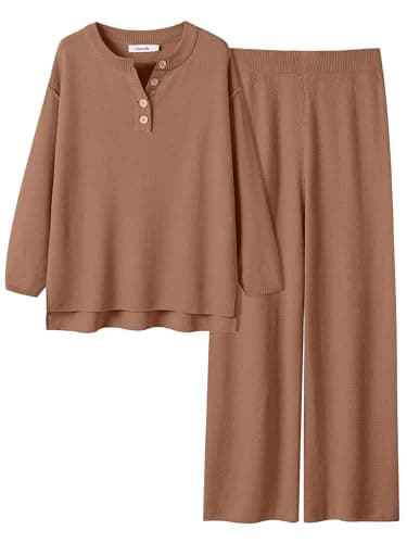 Oversized Lounge Sets Matching Waffle Knit Casual Outfit 2024 Travel Clothing