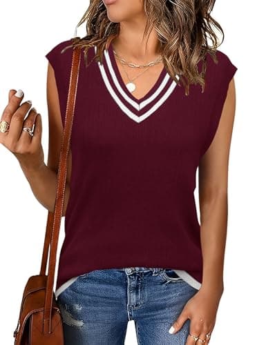 Lomens Women's V-Neck Cable Knit Sweater Vest