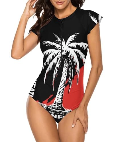 Modest One Piece Short Sleeve Swimsuit
