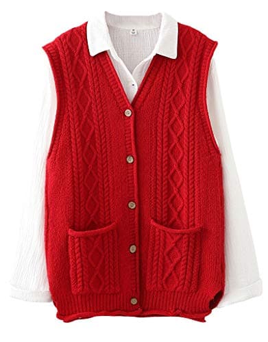 Minibee Women's Casual Sleeveless V-Neck Cardigan with Pockets