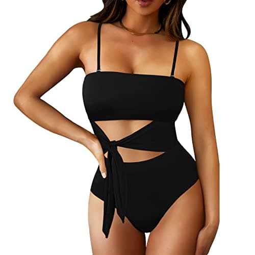 Pink Queen Women's Cutout High Waist Bandeau Monokini Swimsuit