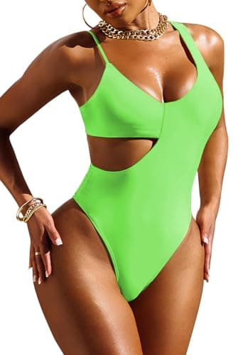 Pink Queen Women's Sexy One-Piece Swimsuit with Scoop Neck Cutout