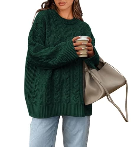 Okiwam Women's Oversized Chunky Knitted Long Sleeve Pullover