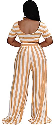 BFFBABY Women's Sexy Backless Crop Top & High Waist Wide Leg Pants Set