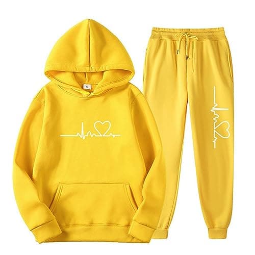Lastesso Women's Funny Heart Print Baggy Jogger Set with Pockets