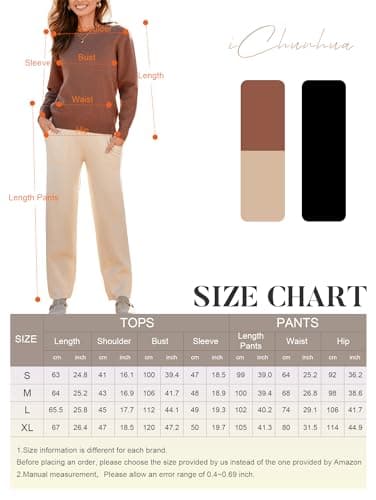 iChunhua Women's Warm Knit Sweater Set with Wide Leg Pants