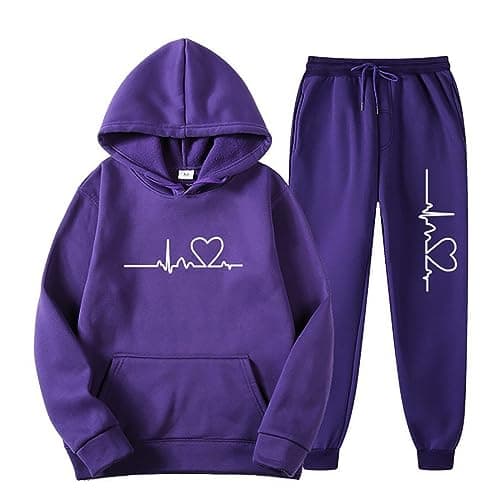 Lastesso Women's Funny Heart Print Baggy Jogger Set with Pockets