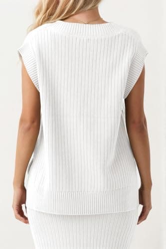 IPMQ Women's V-Neck Ribbed Knit Sweater Vest Casual Summer Top