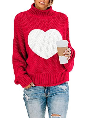 Saodimallsu Womens Oversized Batwing Turtleneck Knit Sweater