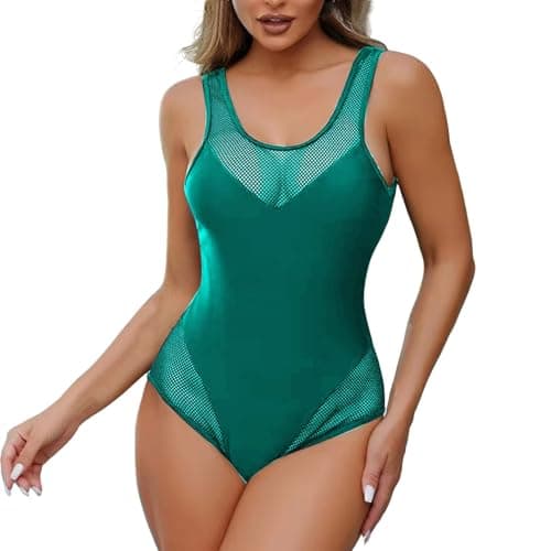 High Waisted Tummy Control Fishnet Swimsuit for Women Summer 2025