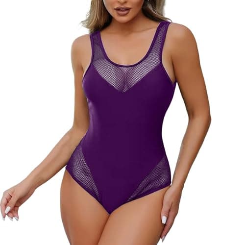 High Waisted Tummy Control Fishnet Swimsuit for Women Summer 2025