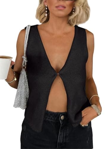 BZB Women's Summer Crochet Sleeveless Sweater Vest