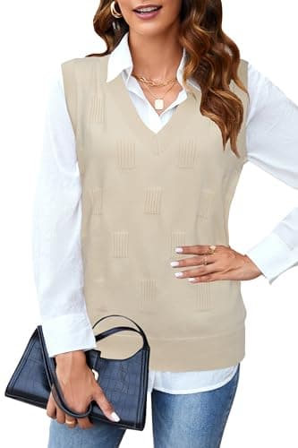 Arach&Cloz Womens Fashion Sleeveless V-Neck Knit Pullover Spring Trendy Tops