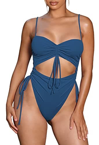 Viottiset Women's Cut-Out Drawstring Cheeky One-Piece Swimsuit