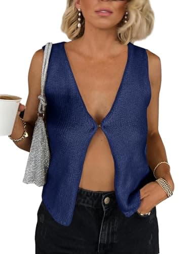 BZB Women's Summer Crochet Sleeveless Sweater Vest