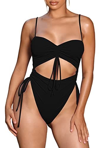 Viottiset Women's Cut-Out Drawstring Cheeky One-Piece Swimsuit