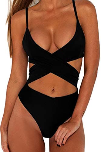 CHYRII Women's High-Waisted Cut-Out One-Piece Monokini Swimsuit