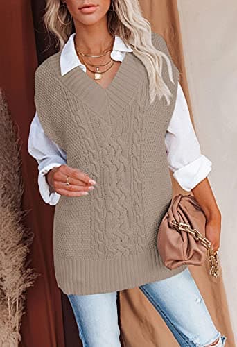 Viottiset Women's Oversized V-Neck Knit Sweater Vest