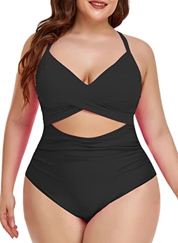 Eomenie Women's High-Waisted Cutout One-Piece Swimsuit with Tummy Control
